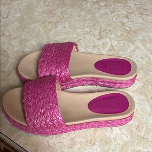 Shu Shop Pink Wicker Slide Sandals